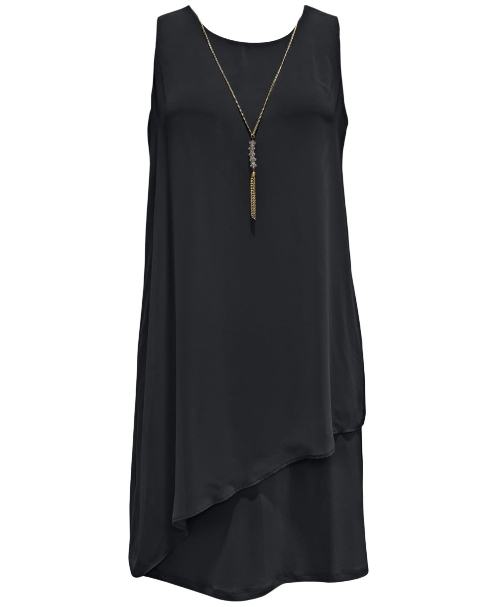 Vestido justo com colar e detalhes embelezados da coleção JM, preto, tamanho pequeno