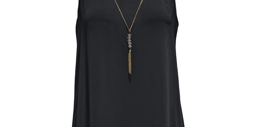 Vestido justo com colar e detalhes embelezados da coleção JM, preto, tamanho pequeno