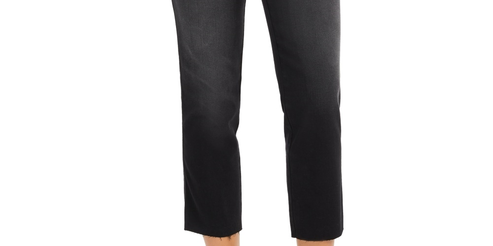Calça jeans cropped feminina Style &amp; Co, perna reta, preta, tamanho 4