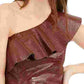 INC International Concepts Top feminino de couro sintético com relevo de crocodilo, marrom, tamanho X-Large
