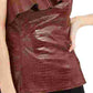 INC International Concepts Top feminino de couro sintético com relevo de crocodilo, marrom, tamanho X-Large