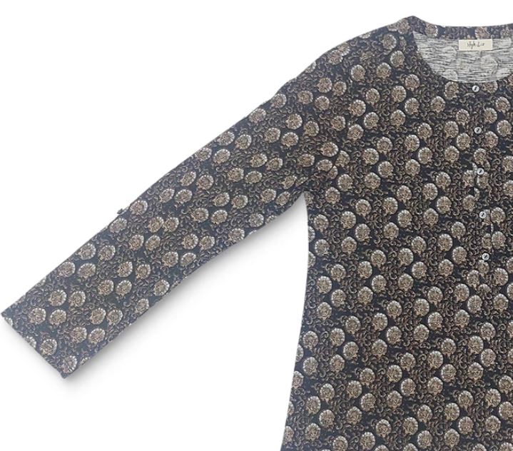 Camisa Henley Estampada Feminina Style &amp; Co Preta Tamanho P