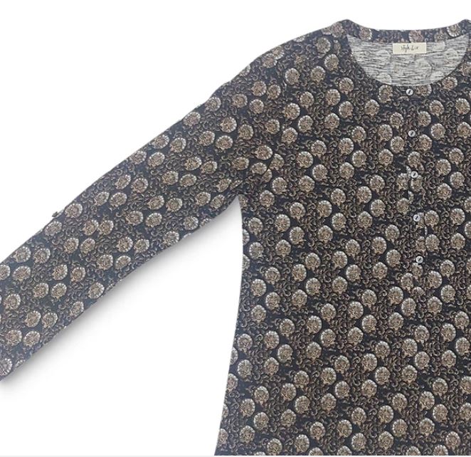 Camisa Henley Estampada Feminina Style &amp; Co Preta Tamanho X-G