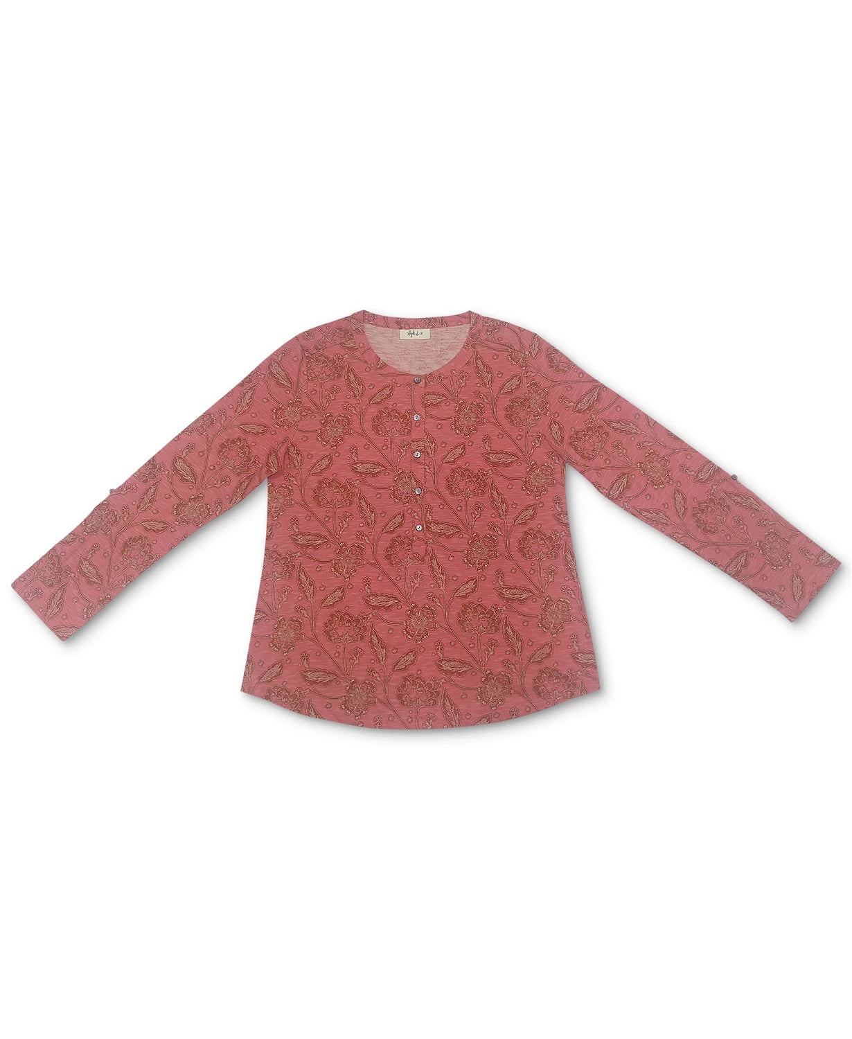 Camisa Henley Estampada Feminina Style &amp; Co Vermelha Tamanho X-Grande