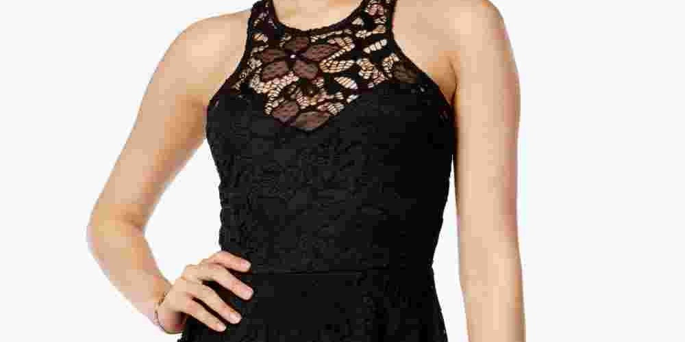 Vestido de patinadora de renda infantil Material Girl, preto, tamanho extragrande