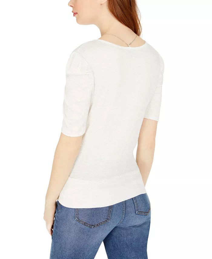 Blusa com nó frontal BCX Juniors, branca, tamanho pequeno