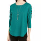 Blusa de manga detalhada BCX Junior's Lattice Verde Tamanho Médio