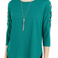 Blusa de manga detalhada BCX Junior's Lattice Verde Tamanho Médio