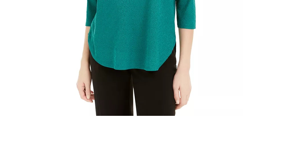 Blusa de manga detalhada BCX Junior's Lattice Verde Tamanho Médio