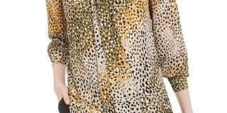 Blusa feminina estampada com amarração no pescoço Bar III, verde, tamanho pequeno