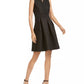 Vestido feminino bordado em linha A Pappagallo, preto, tamanho 12