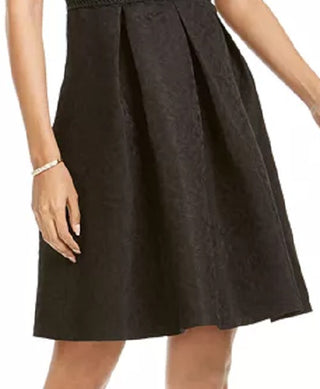 Vestido feminino bordado em linha A Pappagallo, preto, tamanho 12