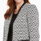 Jaqueta feminina Kasper Petite Zig-Zag Jacquard em malha, cor carvão, tamanho 2 P