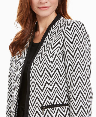Kasper Women's Petite Zig-Zag Jacquard Knit Jacket Charcoal Size 2 P