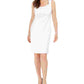 Vestido justo com estampa tonal Kasper feminino, branco, tamanho 6