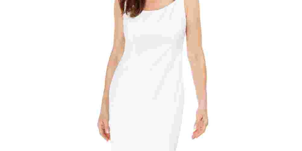 Vestido justo com estampa tonal Kasper feminino, branco, tamanho 6