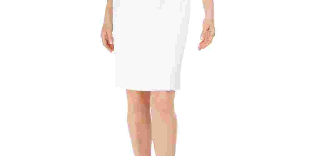 Vestido justo com estampa tonal Kasper feminino, branco, tamanho 6