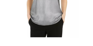 Camisola Bar III feminina com alças finas, prateada, tamanho pequeno