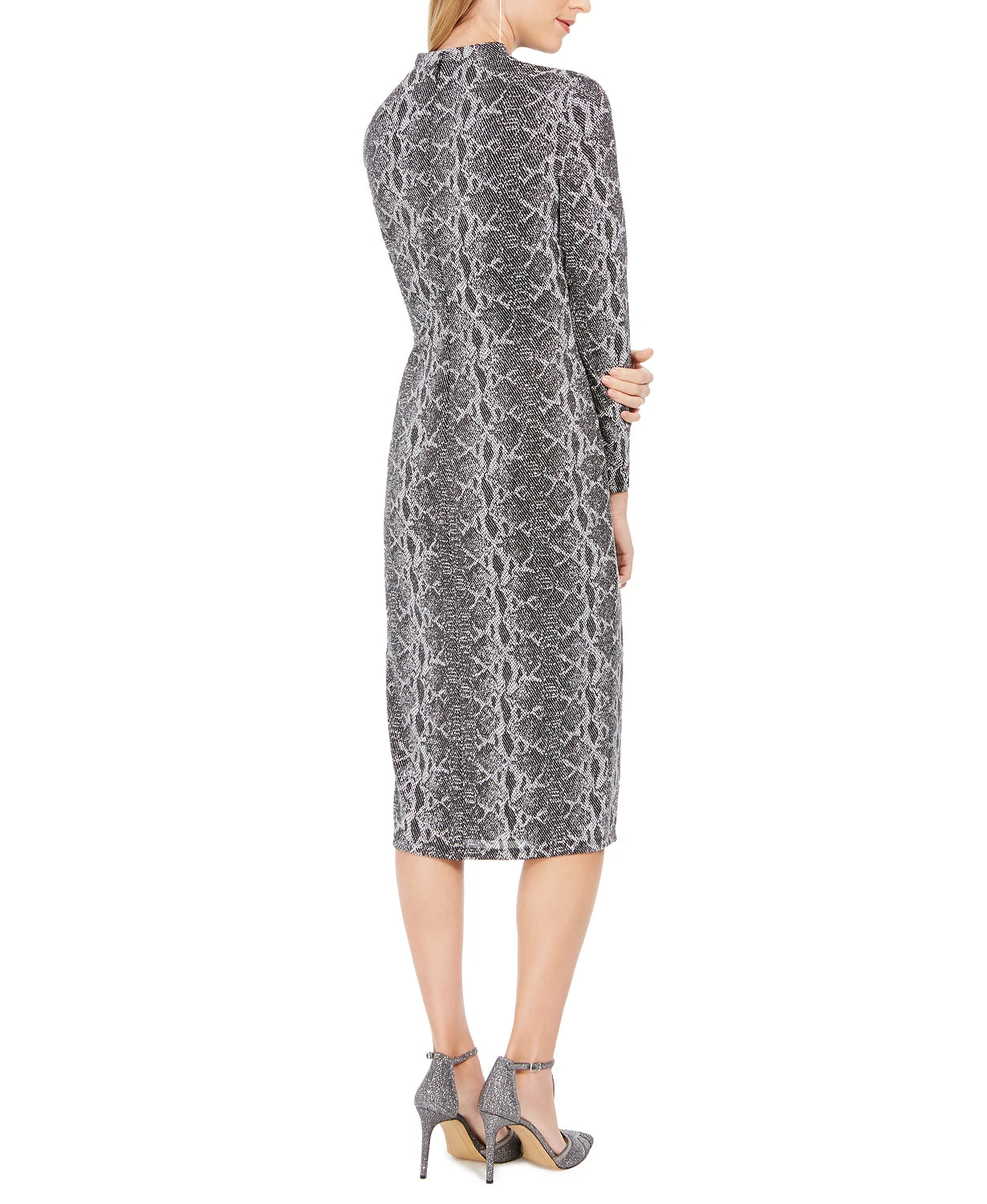 Vestido midi com bainha e estampa de cobra da INC International Concepts, cinza, tamanho 14