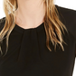 Blusa feminina Bar III com estampa de mídia mista e gola drapeada, preta, tamanho extragrande