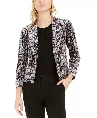 Blazer de veludo com estampa animal feminino Bar III, tamanho 10, carvão
