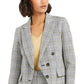 Blazer xadrez falso trespassado feminino Bar III, preto, tamanho 2