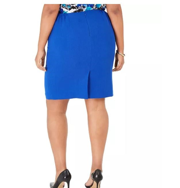 Saia lápis plus size feminina Kasper azul tamanho 22W