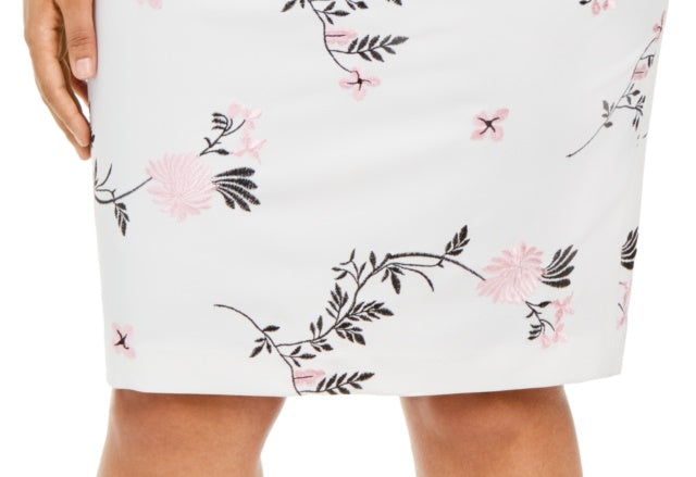 Saia floral bordada plus size Kasper feminina rosa tamanho pequeno