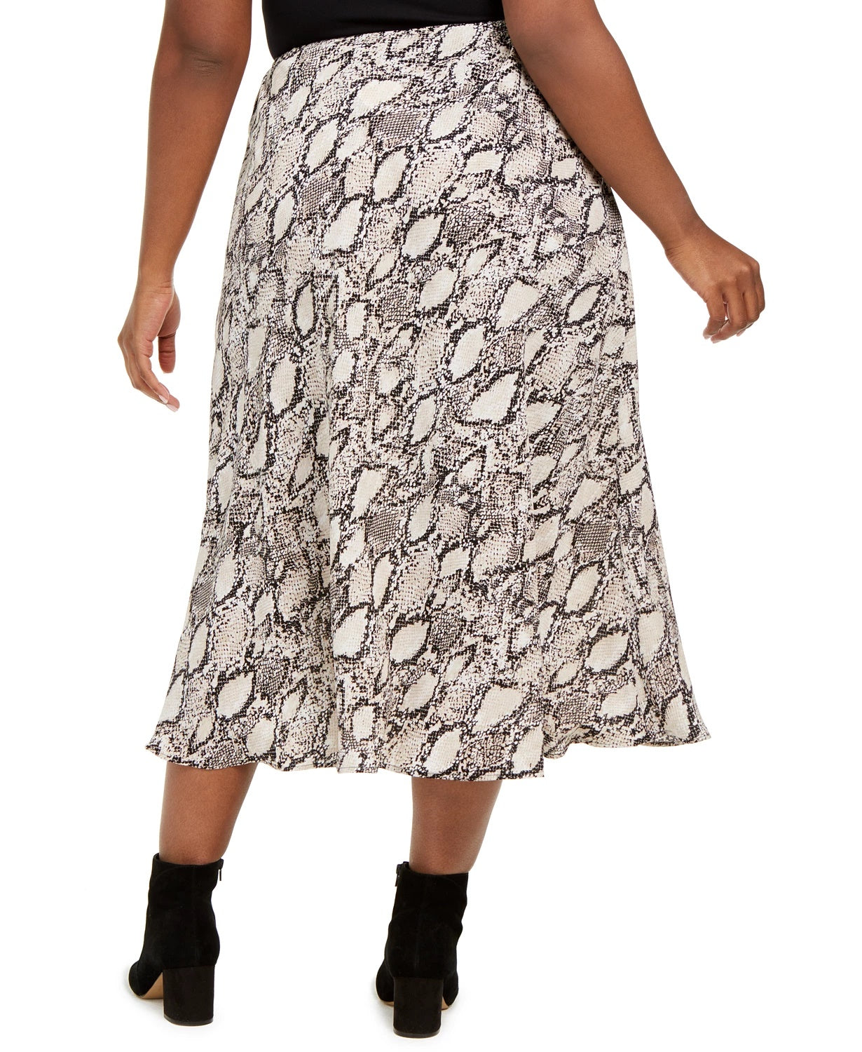 Saia midi feminina Bar III Plus com estampa de cobra, bege, tamanho 3X
