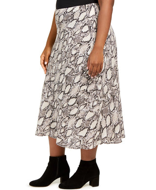 Saia midi feminina Bar III Plus com estampa de cobra, bege, tamanho 3X