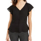 Blusa peplum com botões falsos BCX Juniors, preta, tamanho pequeno