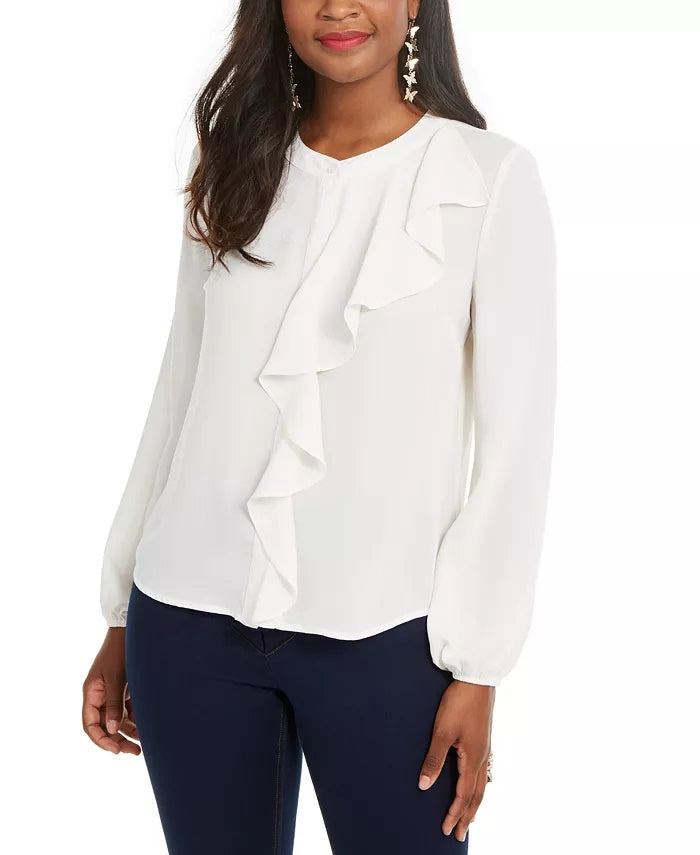 Blusa com babados feminina Thalia Sodi, tamanho natural, médio