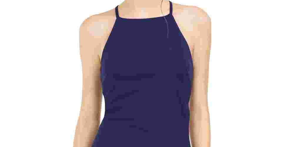 Vestido de coquetel curto sem mangas BCX feminino, azul, tamanho grande