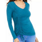 Thalia Sodi Top Feminino Cinch-Front com Strass Azul Tamanho Grande