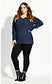 Suéter feminino City Chic Plus Size com mangas ilhós azul escuro tamanho 22W