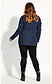 Suéter feminino City Chic Plus Size com mangas ilhós azul escuro tamanho 22W