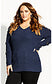 Suéter feminino City Chic Plus Size com mangas ilhós azul escuro tamanho 22W