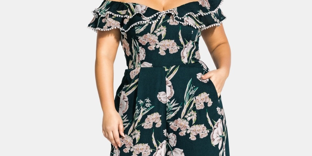 Macacão feminino City Chic Plus Fresh Field verde tamanho 24W