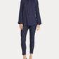 Ralph Lauren Georgette Top com decote em V, azul marinho, tamanho médio, para mulheres
