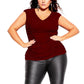 Blusa franzida plus size da City Chic feminina, vermelha, tamanho 20W