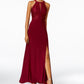 Vestido feminino Nightway Petite LaceTrim Illusion Halter Vinho Tamanho 8P