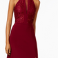 Vestido feminino Nightway Petite LaceTrim Illusion Halter Vinho Tamanho 8P