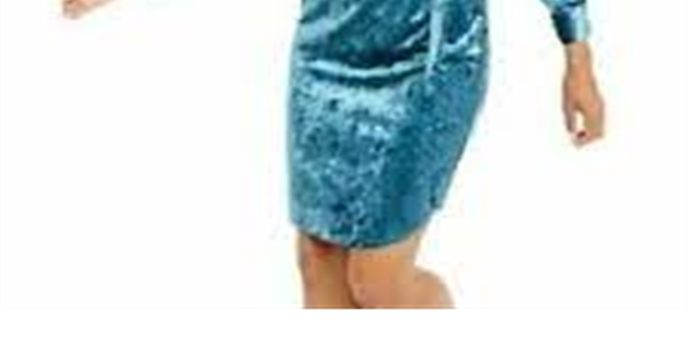 Vestido de veludo com sobrepeliz e amarração lateral Thalia Sodi feminino turquesa/azul-marinho