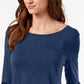 Blusa feminina de chiffon com bainha estilo &amp; co, azul escuro, tamanho médio