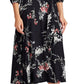 Vestido longo com cinto floral e manga comprida, gola redonda, preto, tamanho 0, da Ralph Lauren