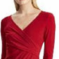 Vestido de coquetel Ralph Lauren feminino, manga comprida, decote em V, acima do joelho, vermelho, tamanho 6, pequeno