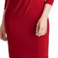 Vestido de coquetel Ralph Lauren feminino, manga comprida, decote em V, acima do joelho, vermelho, tamanho 6, pequeno