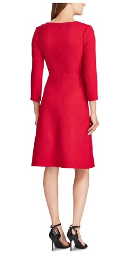 Vestido de coquetel Ralph Lauren feminino, decote em V, acima do joelho, tamanho 0 P, vermelho
