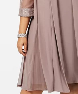 Conjunto de vestido e jaqueta plus size R &amp; M Richards feminino roxo, tamanho 14W