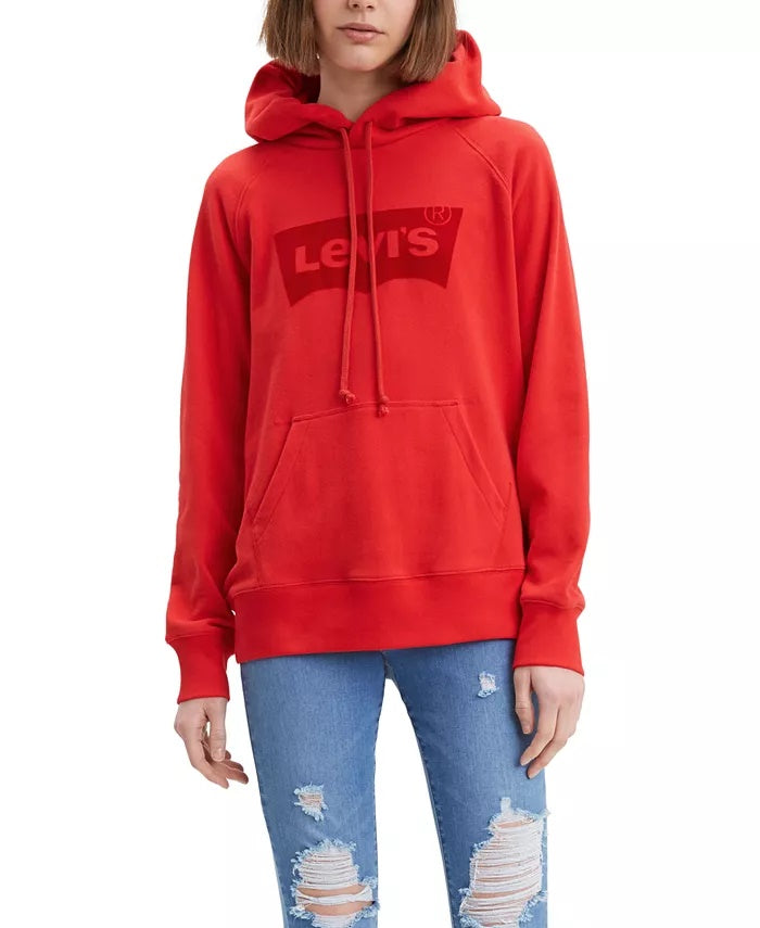 Moletom com capuz esportivo gráfico feminino Levi's vermelho tamanho pequeno